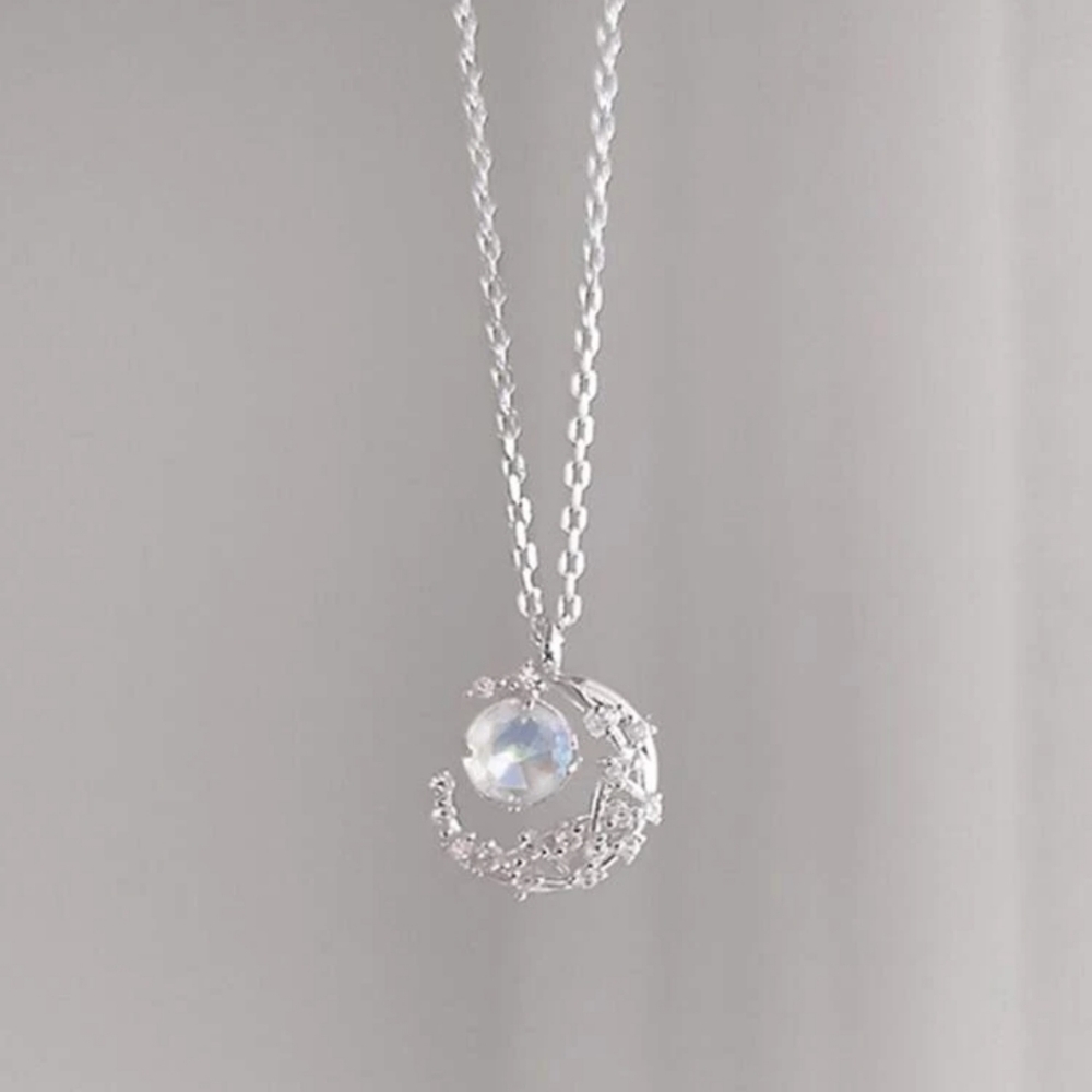 *Bernice* Moon and Stone Pendant Necklrace - Picture 2 of 2